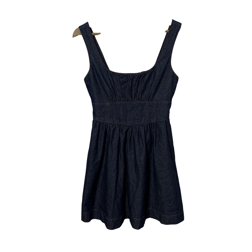 Altar'd State Size Small Blue Denim Milkmaid Mini Dress Western Country Cowgirl